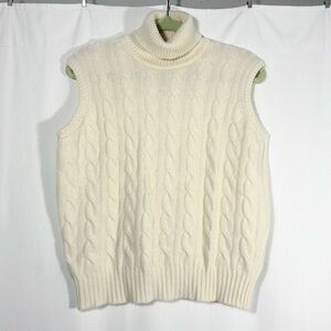 Clan Douglas Pure Cashmere Cable Knit Sleeveless Turtleneck